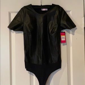 Commando faux black leather body suit medium
